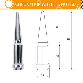 img 3 attached to 🔩 MIKKUPPA 1/2-20 Крепежные гайки Wheel Spike - Набор из 20 хромовых крепежных гаек Spike, размер резьбы 1/2x20 - 4.4" высокие гайки-жёлуди Acorn - Замена для Jeep Wrangler Cherokee Liberty - Включает 1 ключ для гаек.