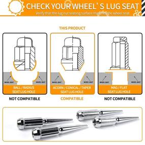 img 2 attached to 🔩 MIKKUPPA 1/2-20 Крепежные гайки Wheel Spike - Набор из 20 хромовых крепежных гаек Spike, размер резьбы 1/2x20 - 4.4" высокие гайки-жёлуди Acorn - Замена для Jeep Wrangler Cherokee Liberty - Включает 1 ключ для гаек.