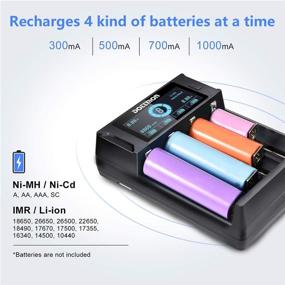 img 2 attached to 🔋 DOTTMON 4 Bay Universal Charger for AA/AAA/C/D Ni-MH/Ni-Cd Batteries & 18650/14500/26650/16340/17500/32650 Li-ion Batteries, LCD Display/Compatible with Both Battery Types