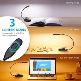 img 2 attached to 📚 AMIR Upgraded Rechargeable 5 LED Mini Book Light: Clip-on Reading Lamp with 3 Colors, 3 Brightness Levels, Eye-Care Technology, Lightweight Design, up to 60 Hours Reading (9 Levels)