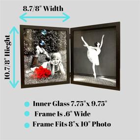 img 3 attached to 🖼️ Tasse Verre 8x10" Black Folding Dual Picture Wood Photo Frames with HD Glass - Showcase Two Collage Photos; Vertical Double Hinged Frame for Desktop or Table Display