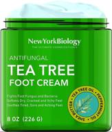 👣 moisturizing tea tree foot cream for dry cracked feet - treat athlete's foot fungus, nail fungus, ringworm, jock itch, and itchy skin - 8 oz tea tree cream logo