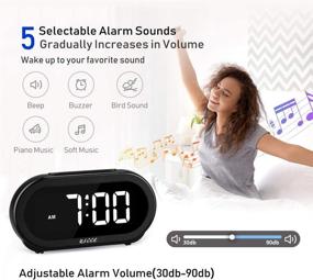 img 1 attached to ⏰ USCCE Small LED Alarm Clock with Snooze, Easy to Set, Full Brightness Dimmer, Adjustable Volume, 5 Alarm Sounds, USB Charger, 12/24Hr, Compact Clock for Bedrooms, Bedside, Desk