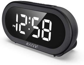 img 4 attached to ⏰ USCCE Small LED Alarm Clock with Snooze, Easy to Set, Full Brightness Dimmer, Adjustable Volume, 5 Alarm Sounds, USB Charger, 12/24Hr, Compact Clock for Bedrooms, Bedside, Desk