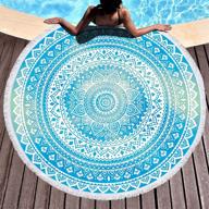 🌿 bonsai tree mandala round beach towel: sand proof, extra large boho blanket for indian hippie vibes - perfect for meditation yoga and beach adventures! logo