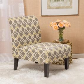 img 3 attached to 🪑 Stylish and Comfortable Christopher Knight Kassi Fabric Dining Chair in Yellow/Gray - Perfect Addition to Any Home Decor!