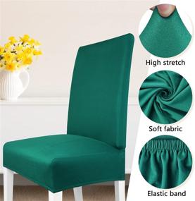 img 3 attached to ✨ Universal Removable Washable Kitchen Chair Covers - Set of 6 Parson Chair Slipcovers for Kitchen, Ceremony, Banquet, and Party in Blackish Green