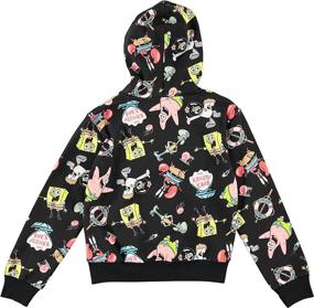 img 1 attached to 🧽 SpongeBob SquarePants Boys Pullover Hoodie - All Over Print - The Krusty Krab, Patrick, Sandy, Squidward, Gary and Pearl