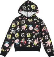 🧽 spongebob squarepants boys pullover hoodie - all over print - the krusty krab, patrick, sandy, squidward, gary and pearl logo