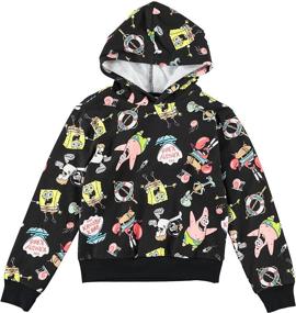 img 2 attached to 🧽 SpongeBob SquarePants Boys Pullover Hoodie - All Over Print - The Krusty Krab, Patrick, Sandy, Squidward, Gary and Pearl