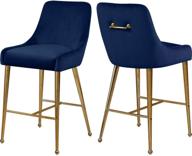 🪑 meridian furniture owen collection modern velvet upholstered counter stool - set of 2, navy logo