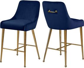 img 4 attached to 🪑 Meridian Furniture Owen Collection Modern Velvet Upholstered Counter Stool - Set of 2, Navy