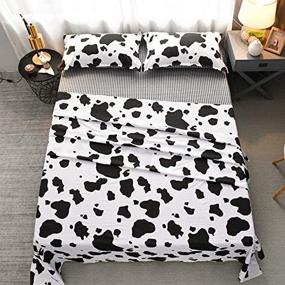 img 2 attached to 🐄 Teinopalpus Bed Sheet Set - Lightweight Super Soft Microfiber 1500-Thread Count Teen Bedding Boys Girls - Cow Print Twin XL - 4 Piece Set