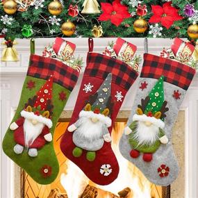 img 4 attached to 🎅 Teeker Large 19 Inches Christmas Stockings - 3D Santa Socks Gift Bags for Children's Candy, Indoor Holiday Decorations, Xmas Party Decor, Family Holiday