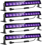 onforu 4 pack led black light bar: 24w plug and switch, high-quality glow party, stage lighting, body paint, fluorescent poster, birthday wedding party accessory with 5ft power cord, ip66 protection logo
