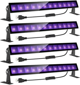 img 4 attached to Onforu 4 Pack LED Black Light Bar: 24W Plug and Switch, High-quality Glow Party, Stage Lighting, Body Paint, Fluorescent Poster, Birthday Wedding Party accessory with 5ft Power Cord, IP66 Protection