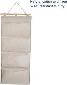 img 3 attached to 📚 Linen/Cotton Wall Door Hanging Storage: 4 Pockets for Books & More - Organize Your Home, Office & School