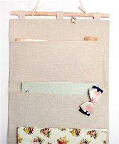 img 2 attached to 📚 Linen/Cotton Wall Door Hanging Storage: 4 Pockets for Books & More - Organize Your Home, Office & School