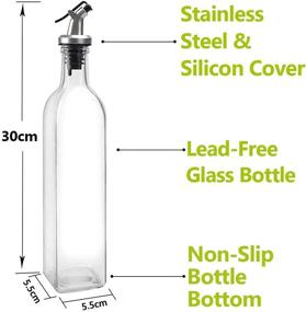 img 2 attached to 🍶 16oz Glass Oil Dispenser Bottles for Kitchen - Set of 2 Olive Oil and Vinegar Dispenser Bottles with Stainless Steel Spout - Ideal Oil Bottles for Cooking- (1 Pair)