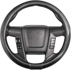 img 4 attached to 🚗 SEG Direct Large-Size Car Steering Wheel Cover for F150, F250, F350, Ram, 4Runner, Tacoma, Tundra, Range Rover - 15 1/2"-16" Outer Diameter Leather with Carbon Fiber Pattern, Black