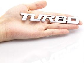 img 3 attached to Пара серебряных эмблем 3D TURBO для боковой крышки и заднего багажника автомобиля CARRUN, высококачественные металлические значки на боковые крылья.