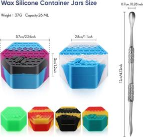 img 3 attached to 🐝 Set of 9 Non-Stick Hexagon Honeybee Jars - 26ml Silicone Wax Containers for Oil Wax Storage in Kitchen, Includes 10 Inch Wax Mat Pad and Wax Carving Tool