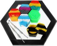 🐝 set of 9 non-stick hexagon honeybee jars - 26ml silicone wax containers for oil wax storage in kitchen, includes 10 inch wax mat pad and wax carving tool логотип