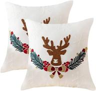 🦌 sofamate reindeer embroidered christmas throw pillow covers - festive farmhouse décor for sofa couch and bedroom logo