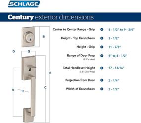 img 3 attached to 🔑 Matte Black Schlage F60 622 LAT CEN Century Front Entry Handleset with Latitude Lever Deadbolt - Keyed 1 Side