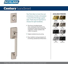 img 1 attached to 🔑 Matte Black Schlage F60 622 LAT CEN Century Front Entry Handleset with Latitude Lever Deadbolt - Keyed 1 Side