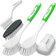 🧽 holikme 5 pack kitchen cleaning brush set, dish scrub brush for deep cleaning, bendable clean brush with groove gap brush and scouring pad for pots, pans, and kitchen sink - green logo