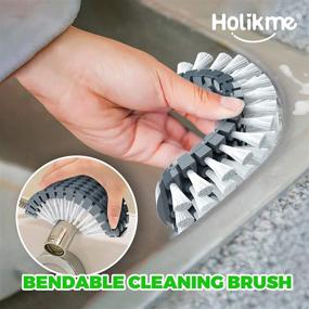 img 2 attached to 🧽 Holikme 5 Pack Kitchen Cleaning Brush Set, Dish Scrub Brush for Deep Cleaning, Bendable Clean Brush with Groove Gap Brush and Scouring Pad for Pots, Pans, and Kitchen Sink - Green