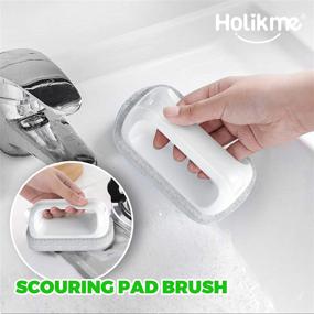 img 1 attached to 🧽 Holikme 5 Pack Kitchen Cleaning Brush Set, Dish Scrub Brush for Deep Cleaning, Bendable Clean Brush with Groove Gap Brush and Scouring Pad for Pots, Pans, and Kitchen Sink - Green