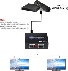img 1 attached to 🔌 HDMI Splitter 1x2 for Xbox, PS3, PS4, Blu-Ray Player, etc. - NEWCARE HDMI Splitter 1 in 2 Out with Full HD 4K @ 30HZ Support, 3840×2160P Resolution, 3D Compatibility, and Included High Speed HDMI Cable