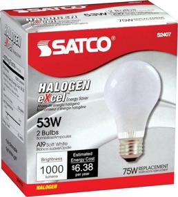 img 1 attached to 💡 Светильник Satco S2407 53W (75W) 1050 люмен А19 галогенный лампа теплый белый 3000K мягкий белый свет, набор из 2 штук.