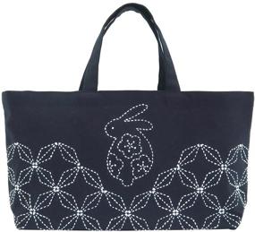 img 3 attached to 🐇 Olympus SASHIKO Lovely Rabbit Mini Tote Bag Needlework Kit - Made in Japan, Finished Size: L 8.66 x W 16.53 x G 3.93 Inch