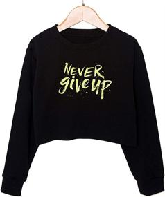 img 4 attached to G-Amber Girls Crop Tops Sweatshirts for Kids - Cute Long Sleeve Printed Fashion Pullover Shirt