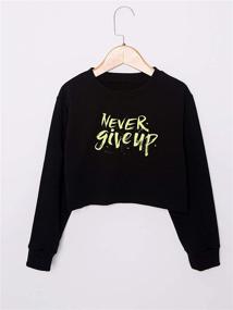 img 3 attached to G-Amber Girls Crop Tops Sweatshirts for Kids - Cute Long Sleeve Printed Fashion Pullover Shirt