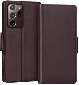 img 4 attached to 📱 FYY Case for Samsung Galaxy Note 20 Ultra 6.9": Luxury Cowhide Genuine Leather Wallet Case with RFID Blocking, Kickstand Function, and Card Slots in Brown