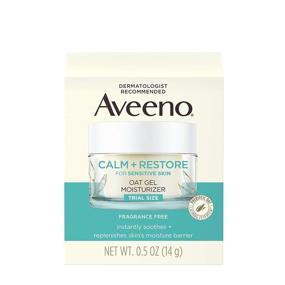 img 4 attached to 🌾 Aveeno Calm & Restore Oat Gel Facial Moisturizer for Sensitive Skin - Lightweight Gel Cream, Prebiotic Oat & Feverfew, Hypoallergenic, Fragrance & Paraben-Free - 0.5 oz