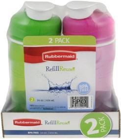 img 1 attached to 🌿 Rubbermaid 14 oz. Eco-Friendly Water Bottle Set - Pink & Green (2-Pack)