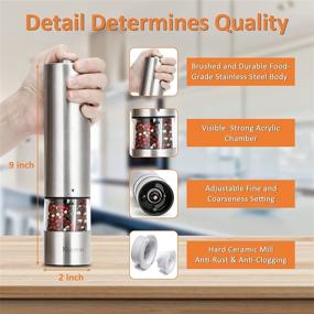 img 3 attached to 🔋 Kulipon Electric Salt and Pepper Grinder Set: One Handed, Ergonomic Shakers with Adjustable Coarseness and Long-Lasting Battery (2 Pack)