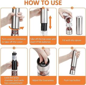 img 2 attached to 🔋 Kulipon Electric Salt and Pepper Grinder Set: One Handed, Ergonomic Shakers with Adjustable Coarseness and Long-Lasting Battery (2 Pack)