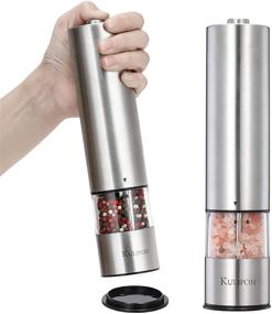 img 4 attached to 🔋 Kulipon Electric Salt and Pepper Grinder Set: One Handed, Ergonomic Shakers with Adjustable Coarseness and Long-Lasting Battery (2 Pack)