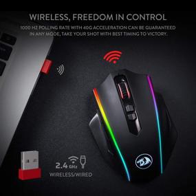 img 1 attached to 🖱️ Redragon M686 Wireless Gaming Mouse - 16000 DPI Wired/Wireless Gamer Mouse with High-Precision Sensor, 45-Hour Long-lasting Battery, Programmable Macro Buttons, and Customizable RGB Backlight for PC/Mac/Laptop