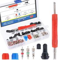 🔧 glarks 148pcs tire valve car air conditioner valve core kit: ultimate 6-in-1 tire repair set with dual head valve core remover tool - must-have tire valve cap and stem assembly! logo