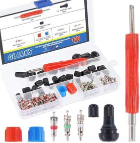 img 4 attached to 🔧 Glarks 148Pcs Tire Valve Car Air Conditioner Valve Core Kit: Ultimate 6-in-1 Tire Repair Set with Dual Head Valve Core Remover Tool - Must-Have Tire Valve Cap and Stem Assembly!