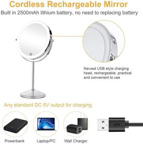 img 2 attached to 🪞 KEDSUM Rechargeable 1X/10X Vanity Mirror with Lights, 8-Inch Double Sided Lighted Makeup Mirror for Magnification, 3 Lighting Modes, Adjustable Brightness, Stand Included