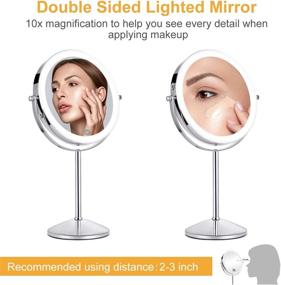 img 3 attached to 🪞 KEDSUM Rechargeable 1X/10X Vanity Mirror with Lights, 8-Inch Double Sided Lighted Makeup Mirror for Magnification, 3 Lighting Modes, Adjustable Brightness, Stand Included