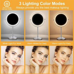 img 1 attached to 🪞 KEDSUM Rechargeable 1X/10X Vanity Mirror with Lights, 8-Inch Double Sided Lighted Makeup Mirror for Magnification, 3 Lighting Modes, Adjustable Brightness, Stand Included